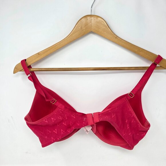 Victoria's Secret Red V Pattern Lined Underwire Bra Women's 34D - Picture 3 of 4